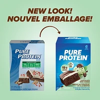 CHOCOLATE MINT COOKIE, 19 g protein, gluten free, 6 X 50 g bars, New Look! Pure Protein bars feature the winning combination of high protein and great taste.