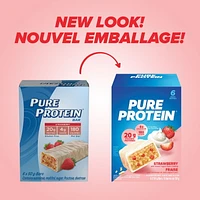 STRAWBERRY, 20 g of protein, gluten free, 6 X 50 g bars, New Look! Pure Protein bars feature the winning combination of high protein and great taste.