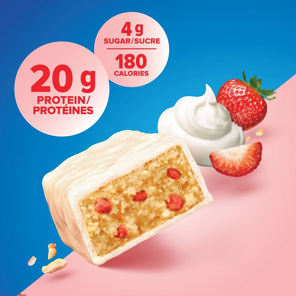 STRAWBERRY, 20 g of protein, gluten free, 6 X 50 g bars, New Look! Pure Protein bars feature the winning combination of high protein and great taste.