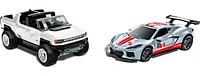 Hot Wheels Pull-Back Speeders 2 Toy Cars in 1:43 Scale, Pull Cars Backward & Release to Race - Styles May Vary