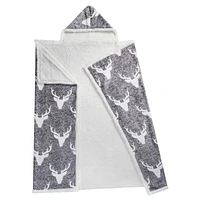 Safdie & Co. Premium Ultra Soft Flannel Hoodzy Hooded Throw Blanket with Sherpa Heathered Deer Shield