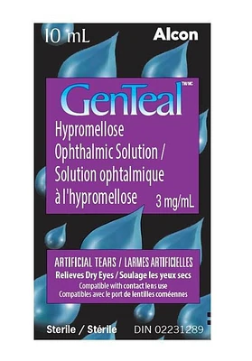 GenTeal Hypromellose Opthalmic Solution, Eye Drops, Artificial Tears, 10 mL