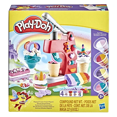 Play-Doh Magical Frozen Treats Playset for Kids 3 Years and Up with 14 Tools and 4 Dual-Color Cans Including 2 Sparkle, Non-Toxic