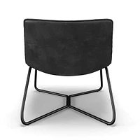 Heavenly Collection Black Accent Chair, Black PU Chair, PU Chair with Black Metal Frame, Black Lounge Chair, PU Lounge Chair, Living Room Chair, Dining Room Chair, Studio Chair, Restaurant Chair, Indoor Chair