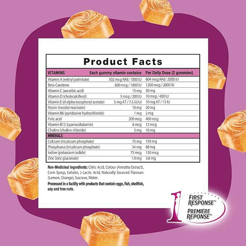 First Response Prenatal Gummy Multivitamin with Folic Acid, 90 prenatal gummies  (45 day supply)