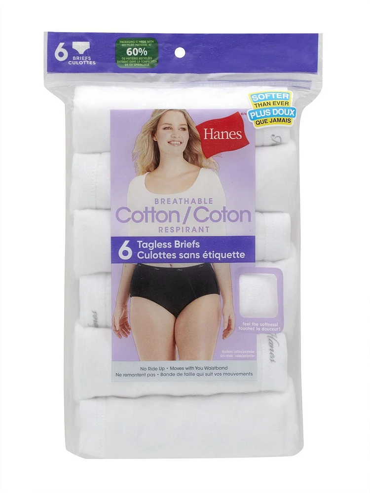 Hanes Women's 6-pack Basics Brief, Sizes: S-2XL