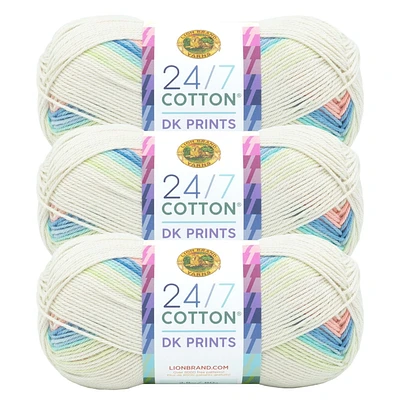 Fil Lion Brand 24/7 Cotton® DK #3 Light/DK 100g/273m 3-Paquet