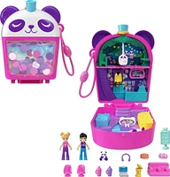 Polly Pocket Bubble Tea Panda Compact with 2 Micro Dolls and Pet Panda, Animal Toy with Food Accessories