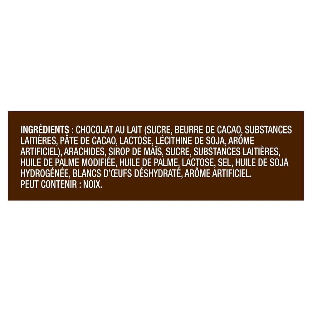 SNICKERS, barre choc. au lait et arachides, grand format 2 morc., 93 g Contient une (1) barre SNICKERS grand format de 93 g.