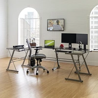 Manor Park Modern Glass Corner Computer Desk and Gaming Desk - Multiple Finishes