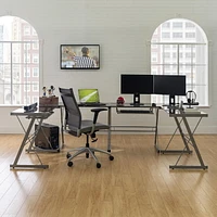 Manor Park Modern Glass Corner Computer Desk and Gaming Desk - Multiple Finishes