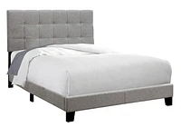 Monarch Specialties Bed, Full Size, Platform, Bedroom, Frame, Upholstered, Linen Look, Wood Legs, Grey, Transitional