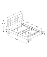 Monarch Specialties Bed, Full Size, Platform, Bedroom, Frame, Upholstered, Linen Look, Wood Legs, Grey, Transitional