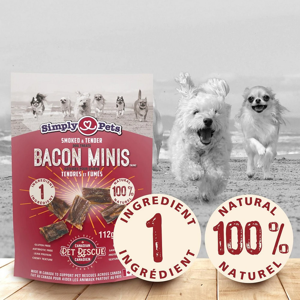 PRODUIT DU CANADA - Simply Pets 100 % Naturel Bacon Minis Tendres et Fumées Gâteries pour chien