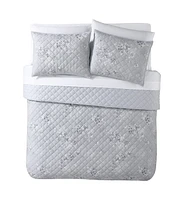 Avery Homegrown Gray Floral 3-Piece Quilt Set