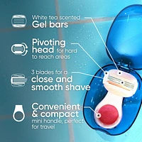 Gillette Venus Mini On The Go Women's Razor Handle with 1 ComfortGlide White Tea Scent Blade Refill + 1 Travel Case, 1CT