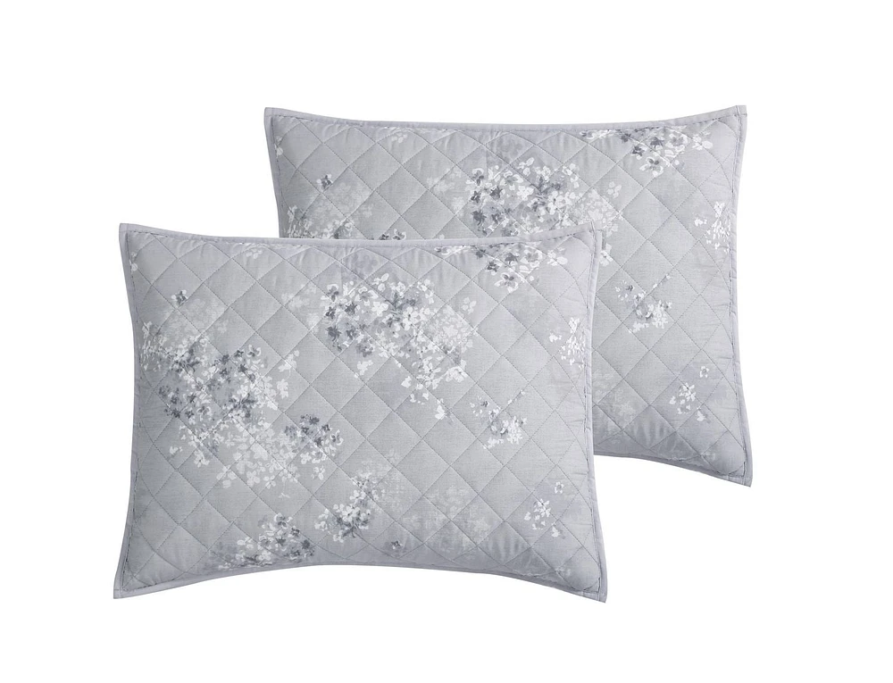 Avery Homegrown Gray Floral 3-Piece Quilt Set