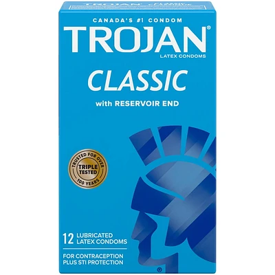 Trojan Classic Lubricated Condoms, 12 Lubricated Latex Condoms