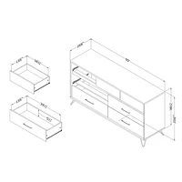 South Shore Olvyn 7-Drawer Double Dresser Natural Walnut and Charcoal