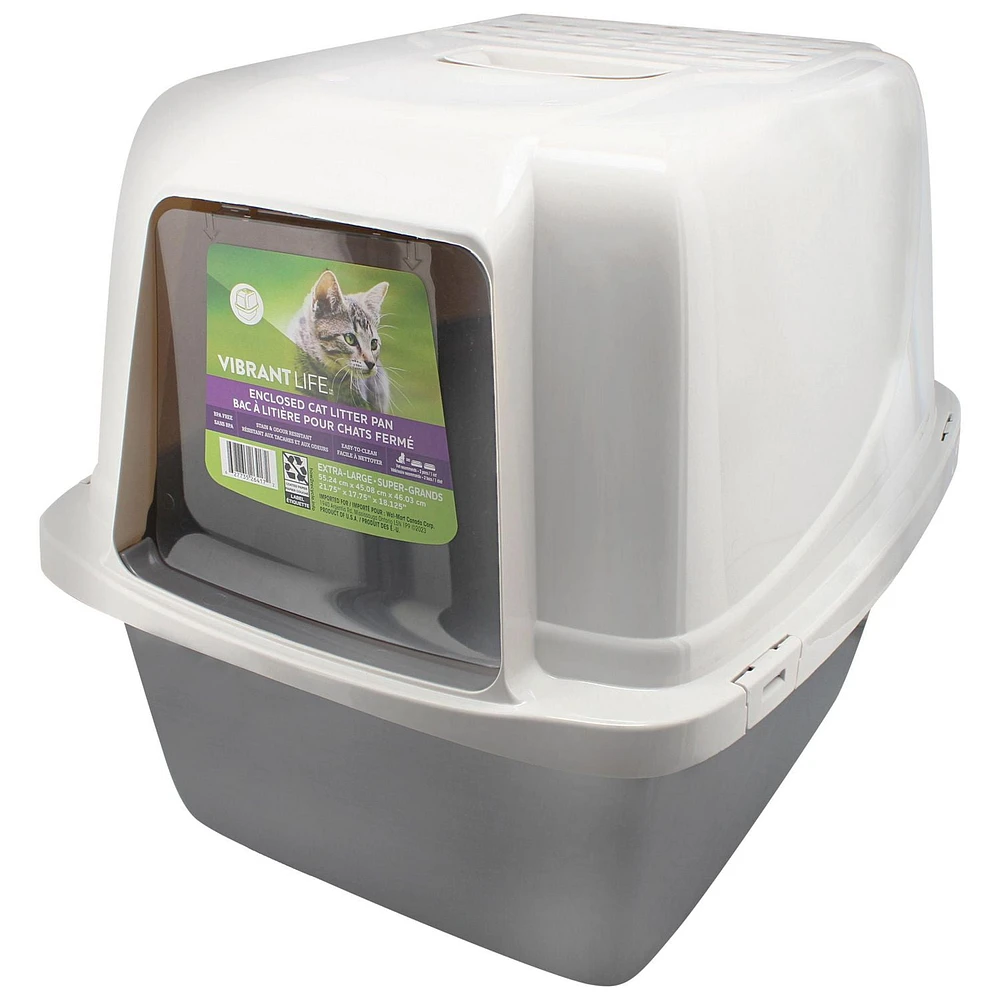 Vibrant Life Enclosed Cat Litter Pan, 21.75" x 17.75" x 18.125"