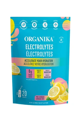 ORGANIKA Electrolytes Pink Strawberry Lemonade On-the-Go Sachets 