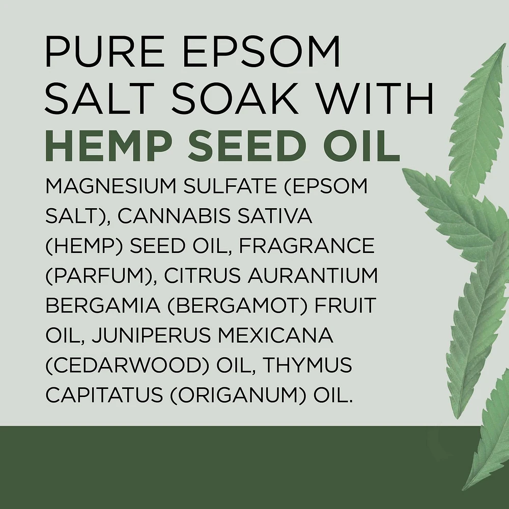 Dr Teal’s Salt Soak with Pure Epsom Salt, Cannabis Sativa Hemp Seed Oil (Packaging May Vary), 1.36kg / 3lb