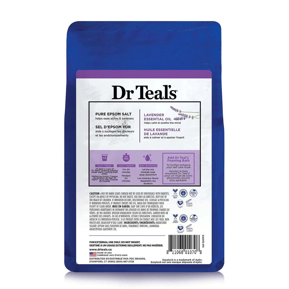 Dr Teal’s Salt Soak with Pure Epsom Salt, Soothe & Sleep with Lavender (Packaging May Vary), 1.36 kg/ 3lbs