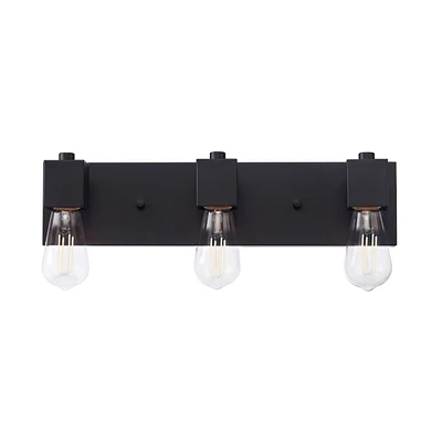 18" 3-Light Matte Black Vanity Light, 63000018, 3-Light Vanity Light