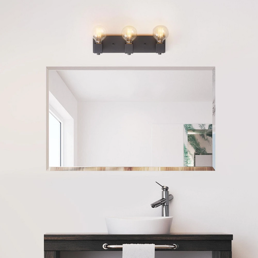 18" 3-Light Matte Black Vanity Light, 63000018, 3-Light Vanity Light