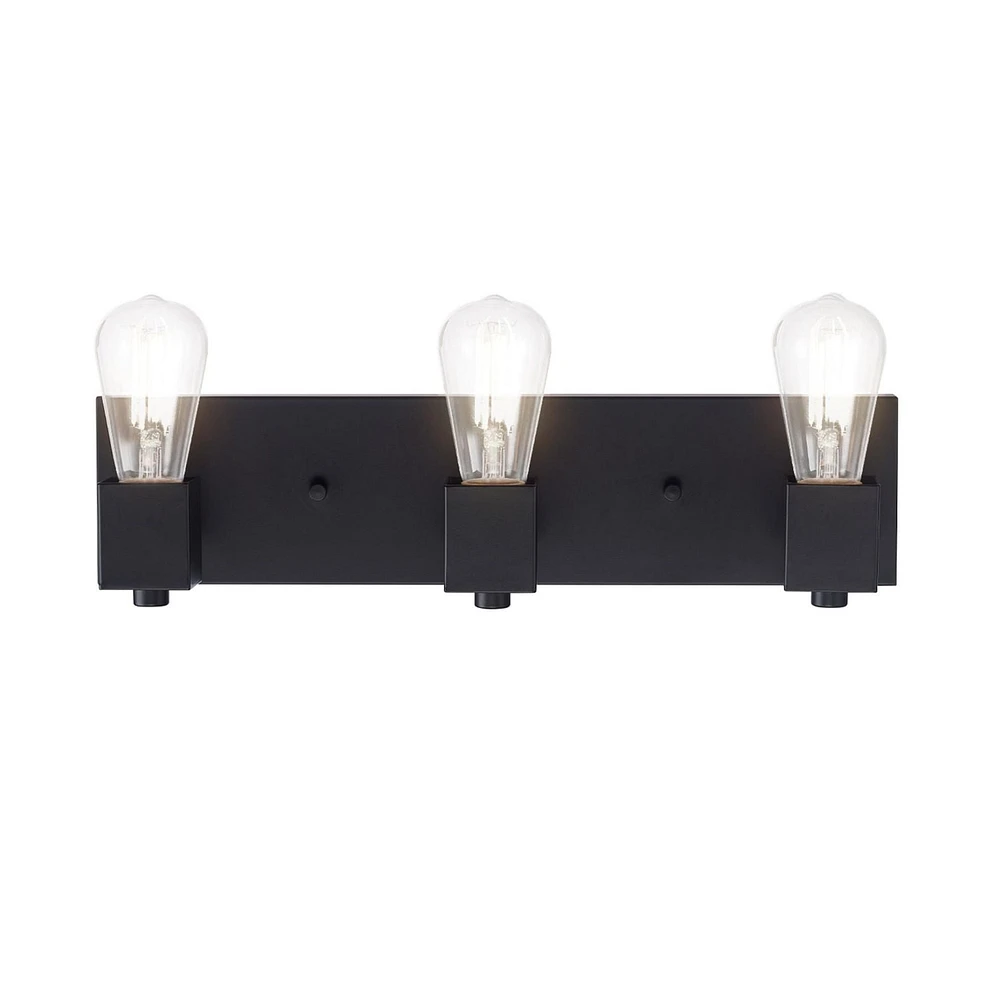 18" 3-Light Matte Black Vanity Light, 63000018, 3-Light Vanity Light