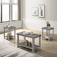 AERYS CENAN LIGHT GREY COFFEE TABLE SET WITH 1 COFFEE TABLE AND 2 END TABLES