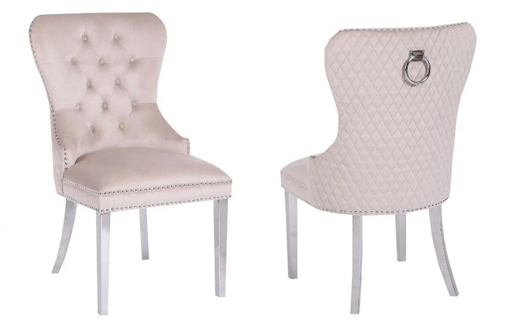 Canadian Charlotte Beige Luxury Dining Chair (Set of 2)