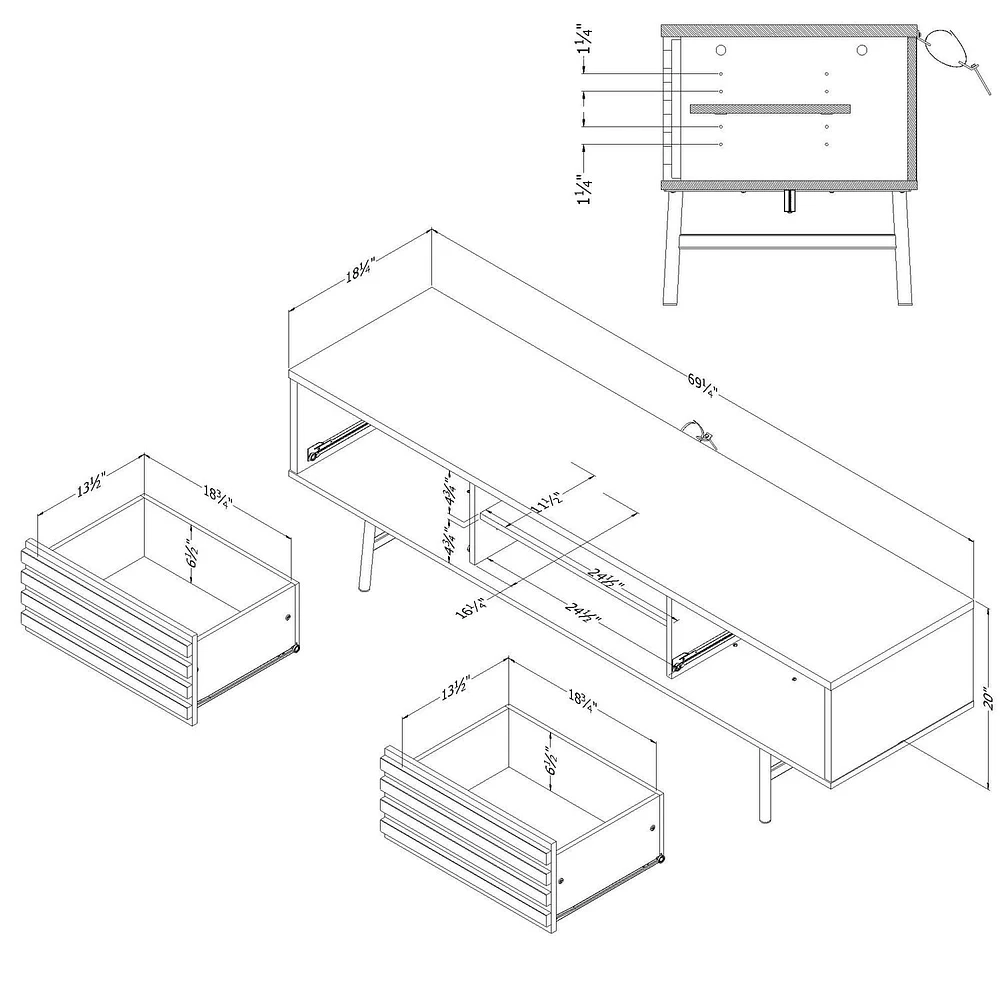 TV Stand with Drawers from the collection Mezzy South Shore