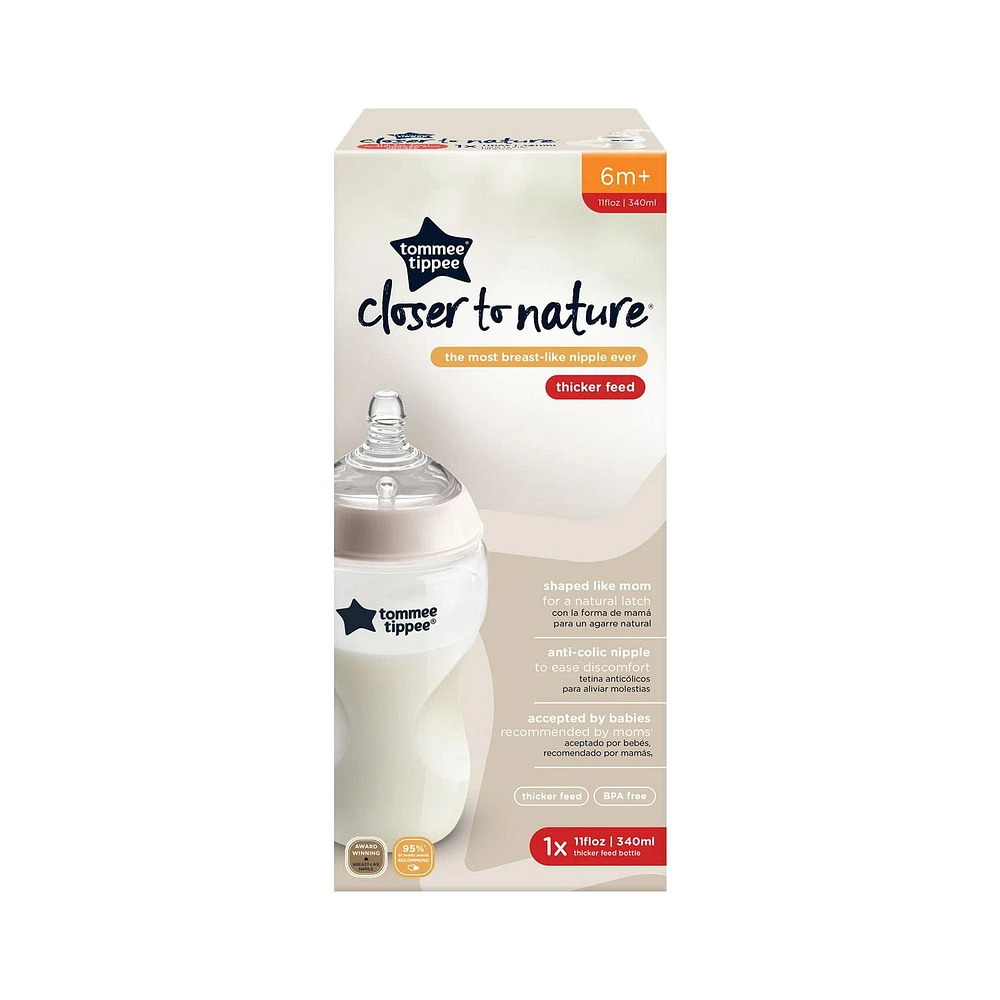 Tommee Tippee Closer to Nature Added Cereal Baby Bottle, 11oz, Award-winning nipple, 1ct