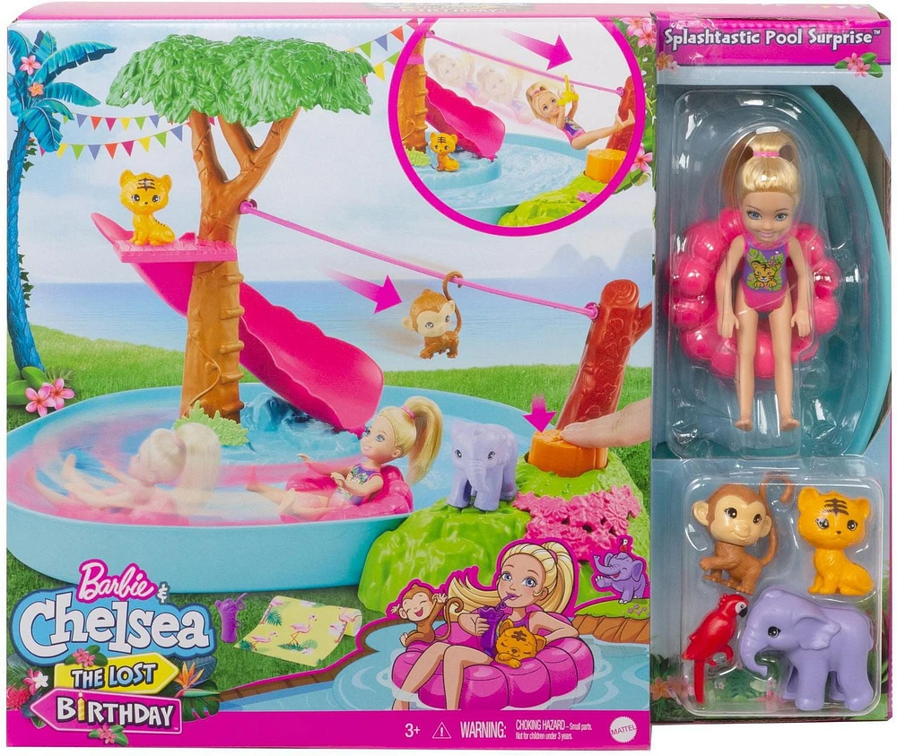 Barbie and Chelsea The Lost Birthday Splashtastic Pool Surprise Playset