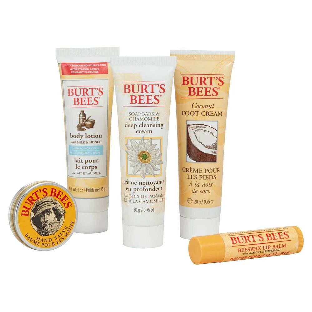 Burt's Bees® Trousse des essentiels de Burt’s Bees Cinq en miniformats d’essai