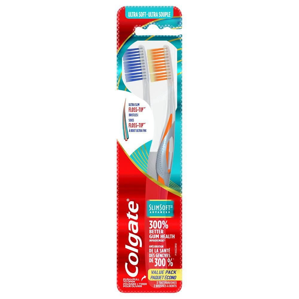 Colgate Slimsoft Advanced Toothbrush, Soft, 2 Count