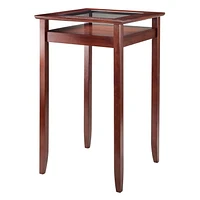 Winsome Halo Pub Table with Glass Inset and Shelf, Walnut - 94127