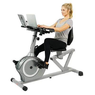 Sunny Health & Fitness Magnetic Recumbent Desk Exercise Bike, 350lb High Weight Capacity, Monitor - SF-RBD4703