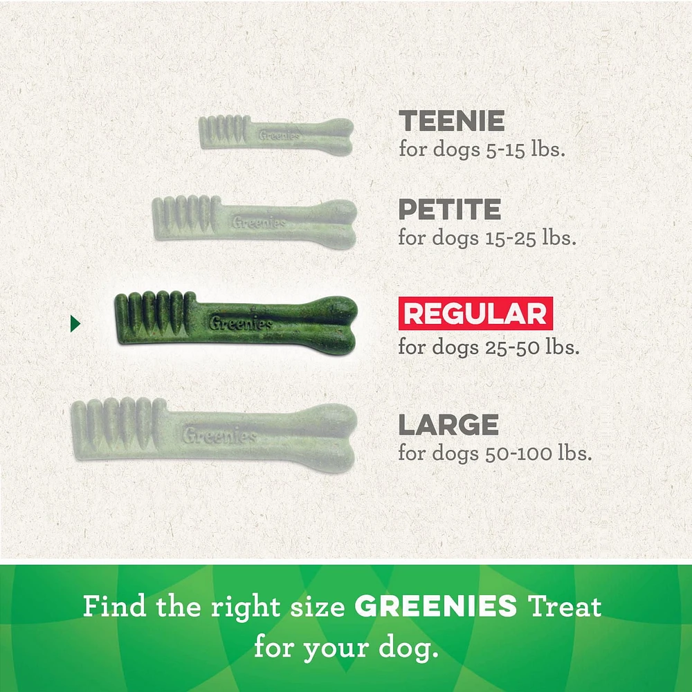 Gâteries dentaires naturelles pour chiens adultes Greenies Frais format MOYEN 12 Gâteries