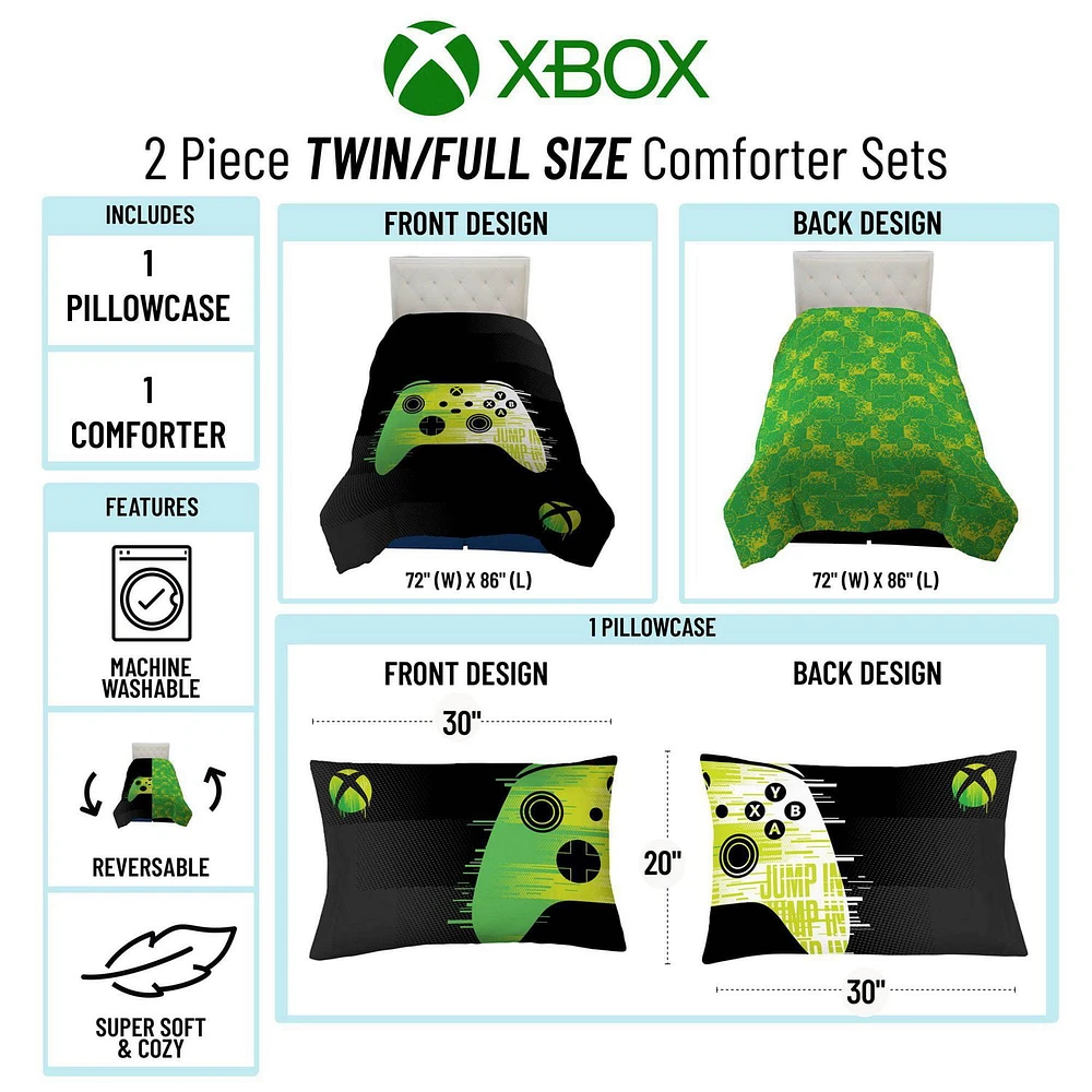 Xbox 2-Piece Twin/Full Reversible Comforter and Pillowcase Set, 100% Polyester