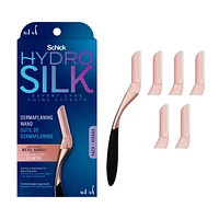 Outil de dermaplaning Schick Hydro Silk de style professionnel, 1 manche et 6 têtes de rechange 1 rasoir, 6 têtes de rechange