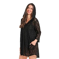 Krista Maillot de bain cache-maillot à capuchon en maille pour femme, vêtements plage légers