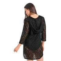 Krista Maillot de bain cache-maillot à capuchon en maille pour femme, vêtements plage légers