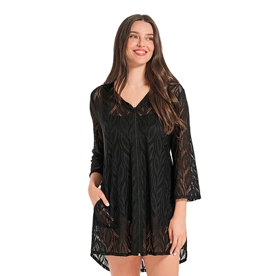 Krista Maillot de bain cache-maillot à capuchon en maille pour femme, vêtements plage légers