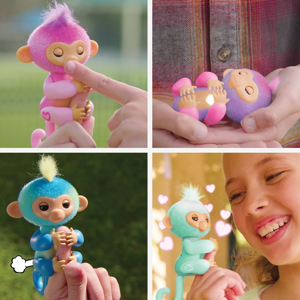 Fingerlings 2023 NEW Interactive Baby Monkey Reacts to Touch – 70+ Sounds & Reactions – Harmony (Pink), Ages 5+