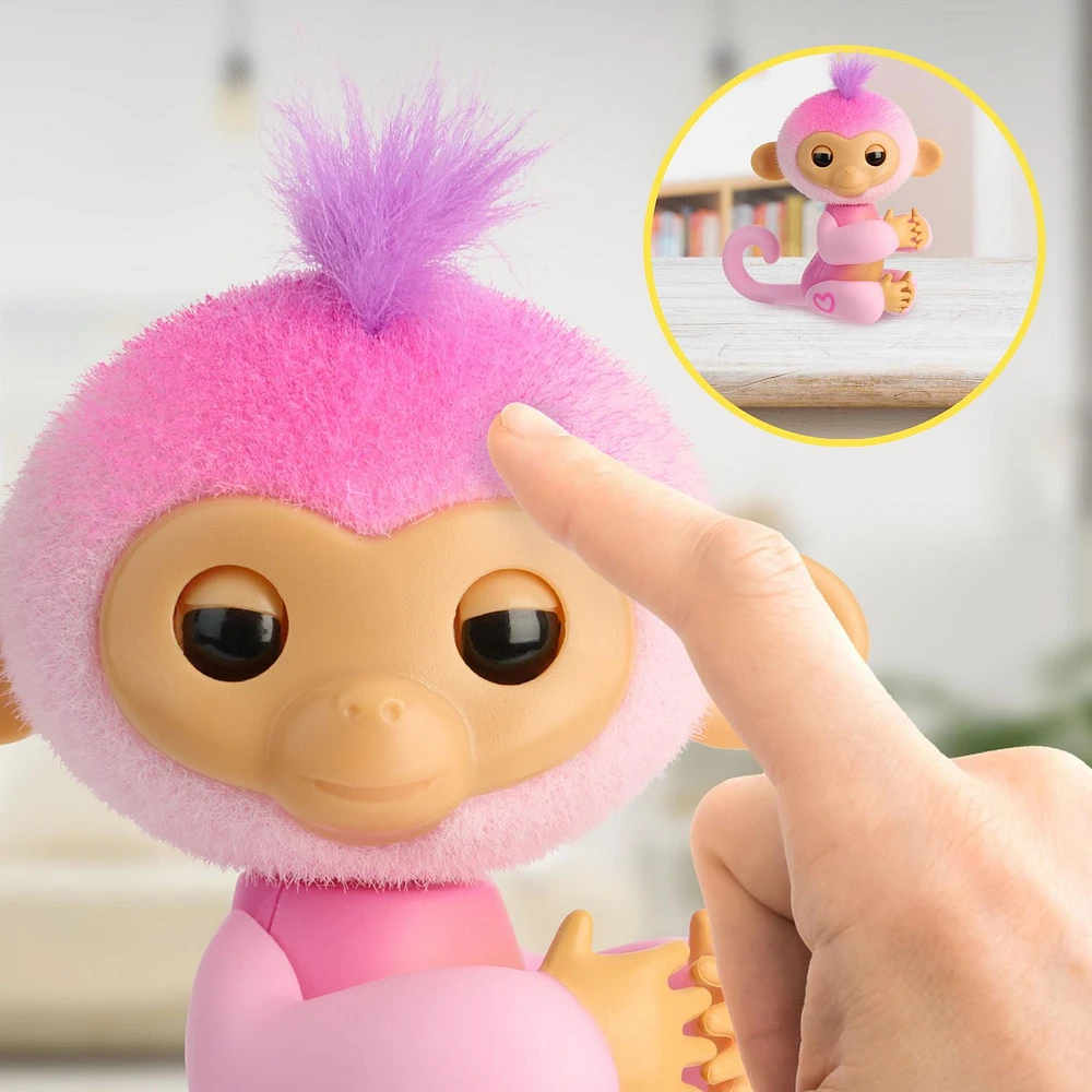 Fingerlings 2023 NEW Interactive Baby Monkey Reacts to Touch – 70+ Sounds & Reactions – Harmony (Pink), Ages 5+