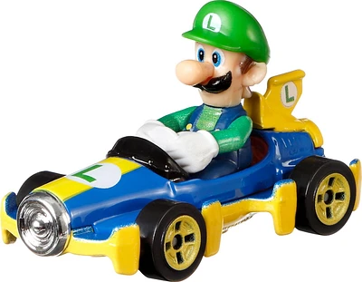 Vehicule Luigi Mach 8 Mario Kart Hot Wheels en metal moule sous pression à l’echelle 1:64