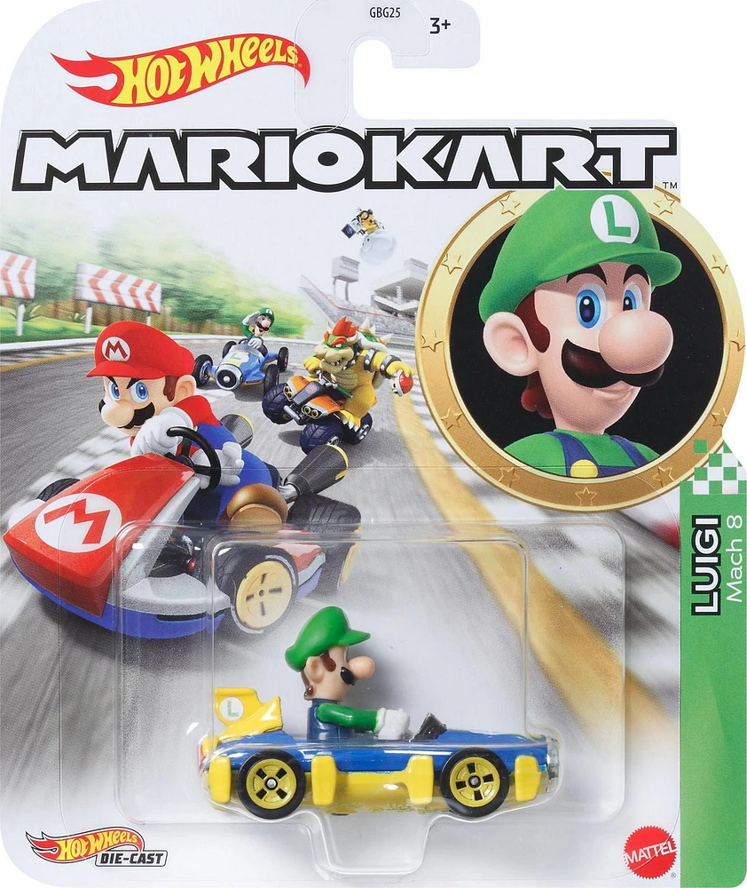 Hot Wheels Mario Kart Luigi 1:64 Scale Die-Cast Replica Vehicles For Kids Ages 3+ Years