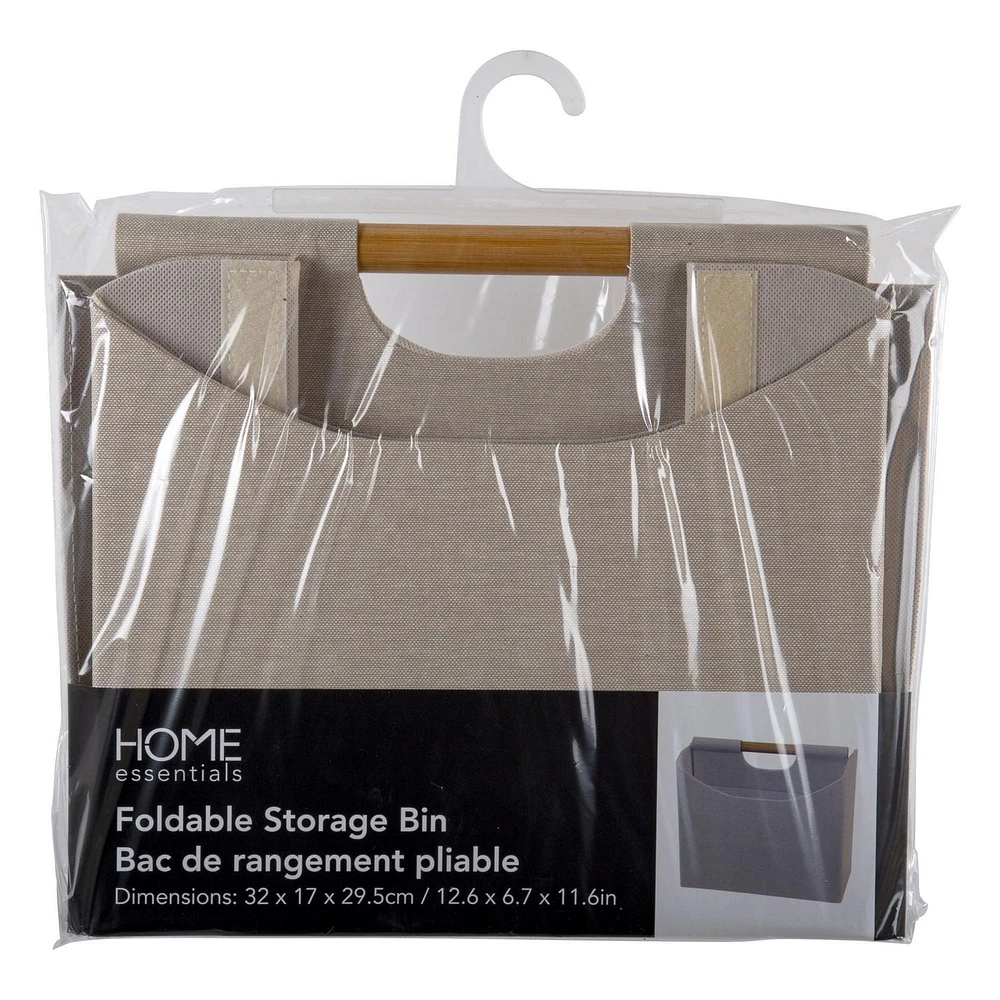 Truu Design Modern and Sleek Two-Compartment Beige Magazine Storage Bin with Bamboo Handle